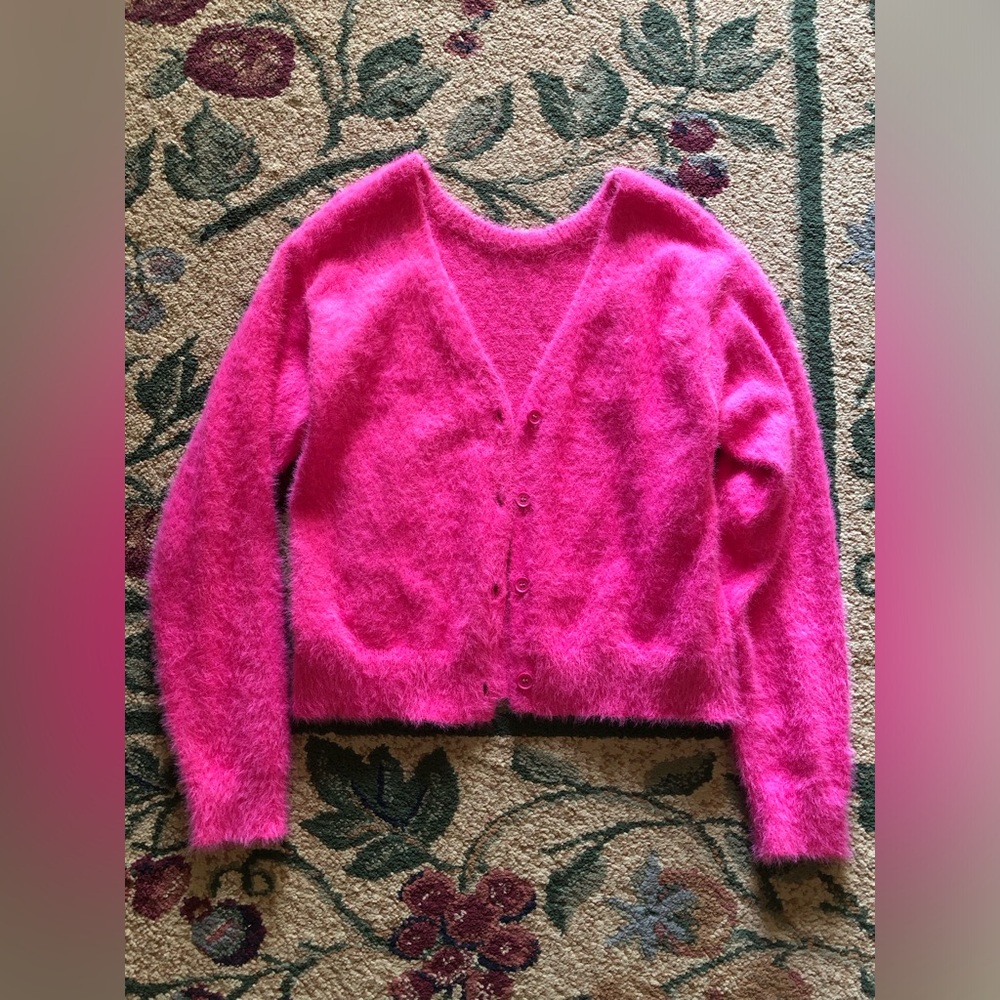 SHEIN Vibrant Pink Fuzzy Cardigan